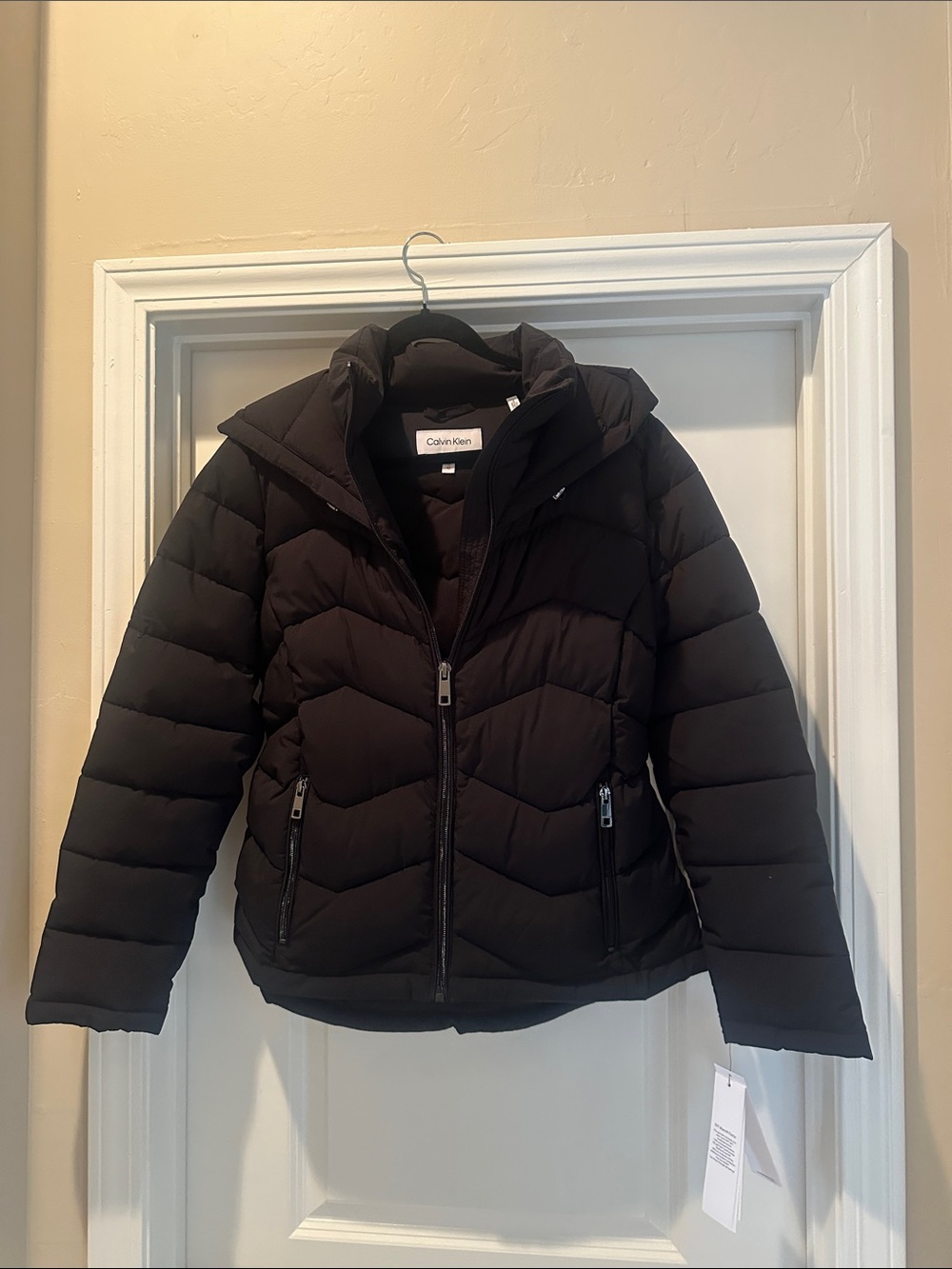 Calvin Klein Black Quilted Hooded Puffer Coat